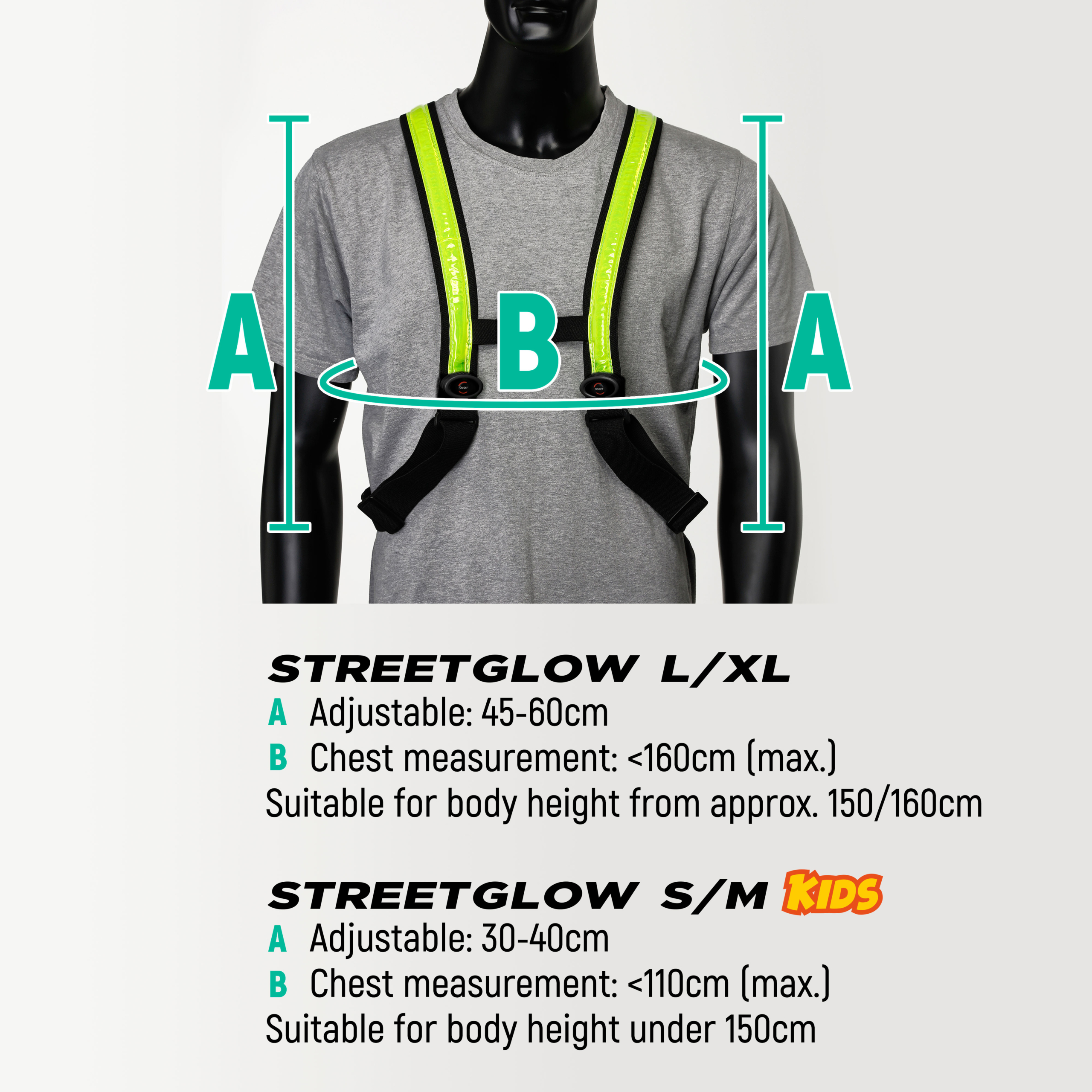 StreetGlow High-Visible LED Vest, Warnweste mit LED-Licht